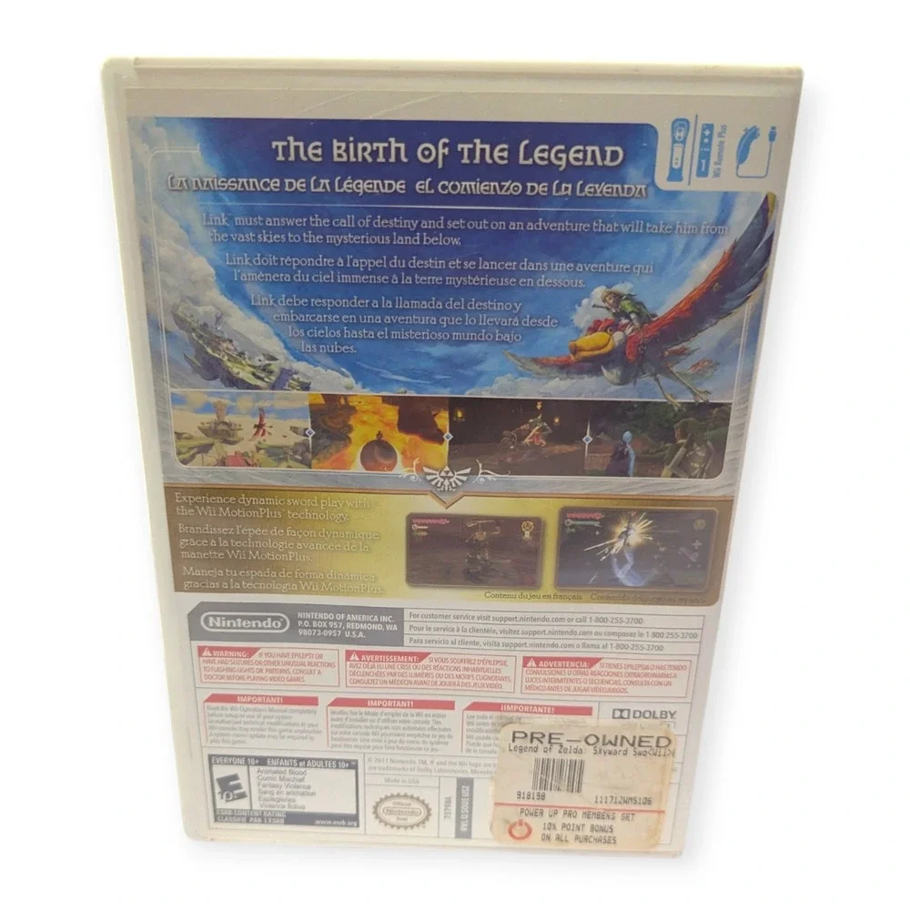 Legend of Zelda Skyward Sword Nintendo Wii Special Edition with Soundtrack CD